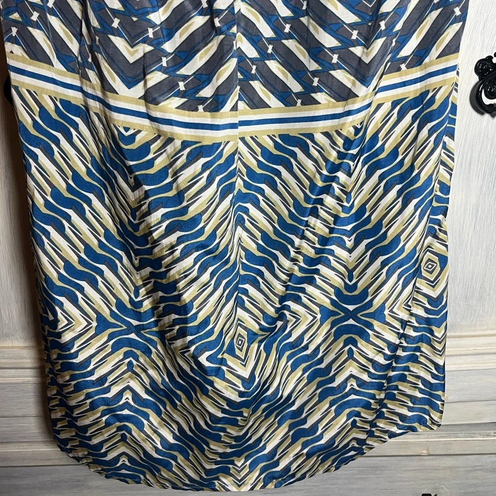 Corey Lynn‎ Calter Y2K Geometric Printed Strapless Silk Babydoll Mini Dress